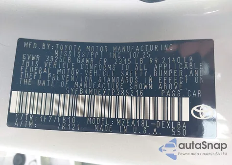 2026 Toyota Corolla Le from USA, damaged, VIN 5YFB4MDEXTP385216